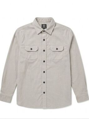 Men's Corduroy Grey Beige Shirt, Snover, Small, NWT
